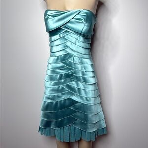 white christmas dresses BCBG MAXAZRIA SLATE BLUE RUCHED BODICE JERSEY DRESS – leefluxury.com